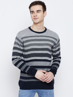 CRIMSOUNE CLUB - Mens Navy Blue Striped Sweater