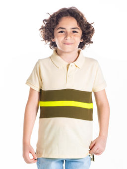 CHERRY CRUMBLE BY NITT HYMAN - Cream Green Color Block Olive Polo Tshirt