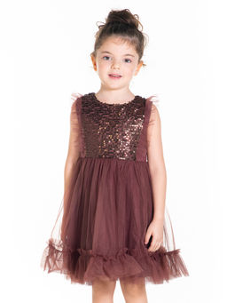 CHERRY CRUMBLE BY NITT HYMAN - Brown Fairy Sequins Dress
