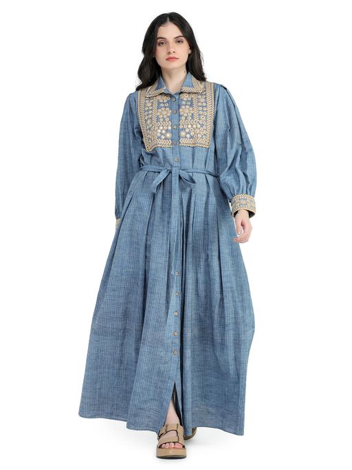 chinese dress ladies YEZWE Khadi Embroidery Coquette Hakoba Modest Customizable Maxi Dress