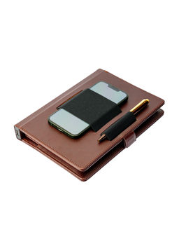 Pennline - Brown New Superbook Edge 8000 Mah Power Bank Organiser With Fast Wireless Charging