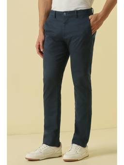 Allen Solly - Navy Blue Textured Casual Trousers