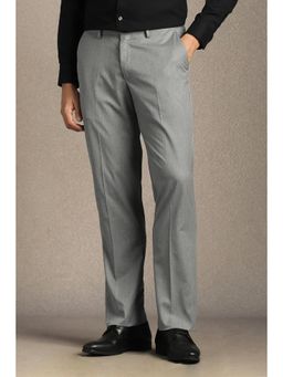 Louis Philippe - Grey Solid/Plain Formal Trousers