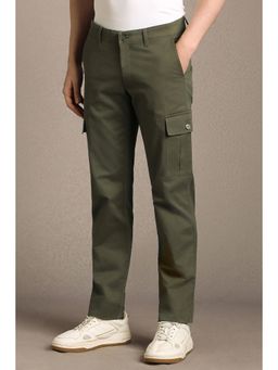 Louis Philippe - Olive Solid/Plain Casual Cargo
