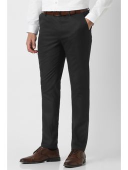 Peter England - Black Textured Formal Trousers