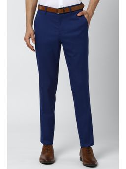Peter England - Navy Blue Solid/Plain Formal Trousers