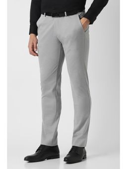 Peter England - Grey Textured Formal Trousers