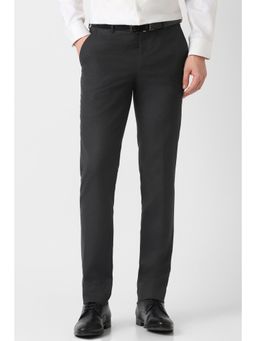 Peter England - Black Solid/Plain Formal Trousers