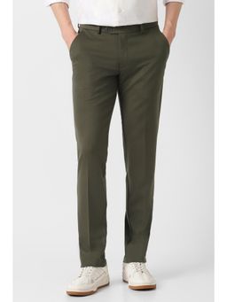 Peter England - Olive Textured Casual Trousers