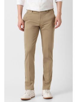 Peter England - Beige Textured Casual Trousers