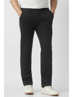 Peter England - Black Solid/Plain Casual Trousers