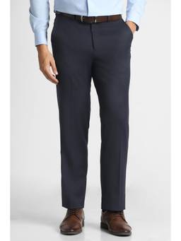 Van Heusen - Navy Blue Solid/Plain Formal Trousers