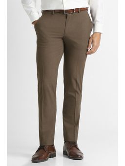Van Heusen - Brown Solid/Plain Formal Trousers