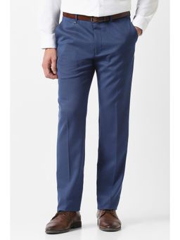 Van Heusen - Blue Solid/Plain Formal Trousers