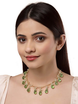 Dugran By Dugristyle - Green & White Pearl Haar Necklace