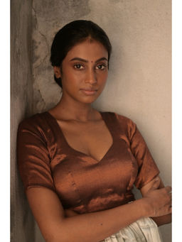 Huts and Looms - Copper Tissue Designer Stitched Blouse