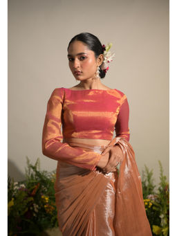 Huts and Looms - Neon Orange Tissue Stitched Blouse