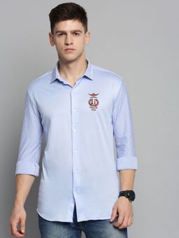 SHOWOFFFF - Mens Spread Collar Blue Striped Shirt