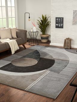 OBSESSIONS - Brown Geometrical Polypropylene Jute Backing Carpet