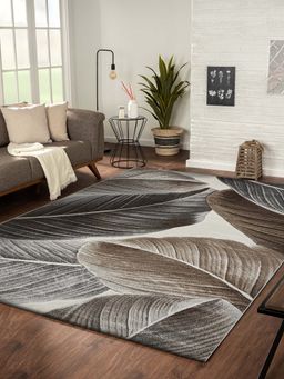 OBSESSIONS - Brown Floral Polypropylene Jute Backing Carpet