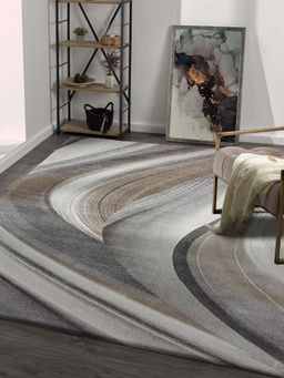 OBSESSIONS - Brown Abstract Polypropylene Jute Backing Carpet