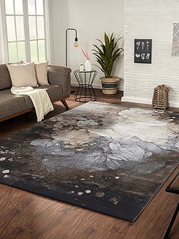 OBSESSIONS - Brown Floral Polypropylene Jute Backing Carpet