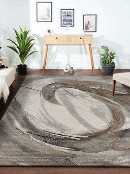 OBSESSIONS - Brown Abstract Polypropylene Jute Backing Carpet