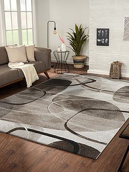 OBSESSIONS - Cream Abstract Polypropylene Jute Backing Carpet