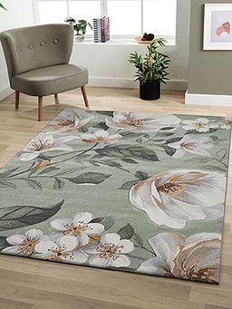 OBSESSIONS - Olive Floral Polypropylene Jute Backing Carpet