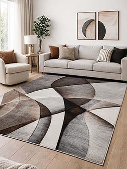 OBSESSIONS - Grey Abstract Polypropylene Jute Backing Carpet