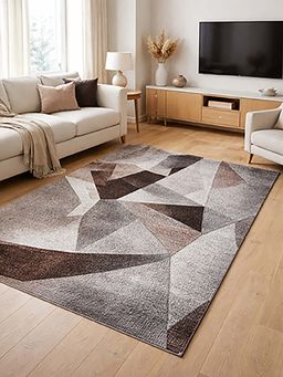 OBSESSIONS - Brown Abstract Polypropylene Jute Backing Carpet