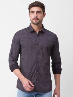 Spykar - Black Cotton Full Sleeve Printed Shirt for Men