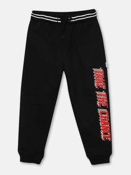 Hopscotch - Boys Black Text Print Trackpant