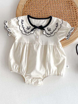 Hopscotch - Floral Embroidered Pure Cotton Onesie