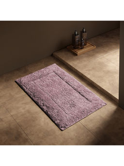 SPACES - Purple Hygro Cotton Machine Tufted Anti Skid & Stain Resistant Plain Bath Mat (S)