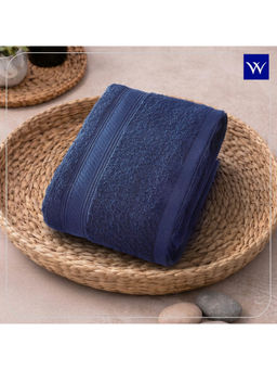 Welspun - Navy Blue Alpha Cotton 400 GSM Dobby Quick Absorbent Plain Bath Towel