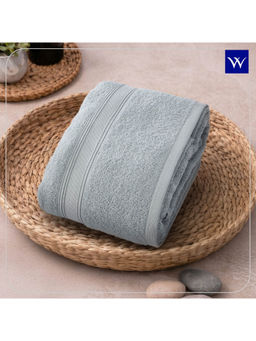 Welspun - Blue Alpha Cotton 400 GSM Dobby Quick Absorbent Plain Bath Towel
