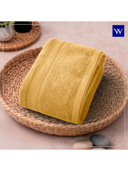 Welspun - Yellow Alpha Cotton 400 GSM Dobby Quick Absorbent Plain Bath Towel