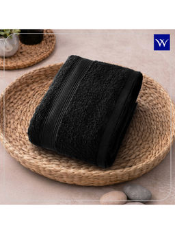 Welspun - Black Alpha Cotton 400 GSM Dobby Quick Absorbent Plain Bath Towel