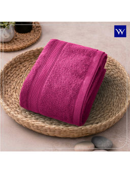 Welspun - Pink Alpha Cotton 400 GSM Dobby Quick Absorbent Plain Bath Towel