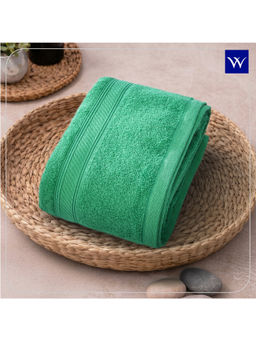 Welspun - Green Alpha Cotton 400 GSM Dobby Quick Absorbent Plain Bath Towel
