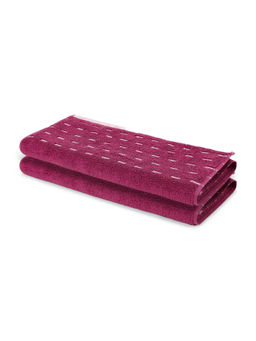 SPACES - Pink Airsoft Cotton 450 GSM Dobby Plain Hand Towels (Pack of 2)