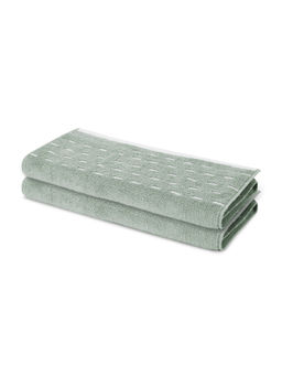 SPACES - Green Airsoft Cotton 450 GSM Dobby Plain Hand Towels (Pack of 2)