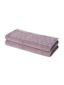 SPACES - Purple Airsoft Cotton 450 GSM Dobby Plain Hand Towels (Pack of 2)