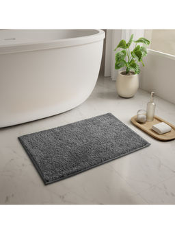 SPACES - Grey Exotica Machine Tufted Anti Skid & Stain Resistant Plain Bath Mat (S)