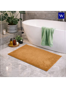 Welspun - Yellow Forever Polyester Machine Tufted Plain Anti-Skid Bath Mat (S)