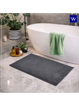 Welspun - Grey Forever Polyester Machine Tufted Plain Anti-Skid Bath Mat (S)
