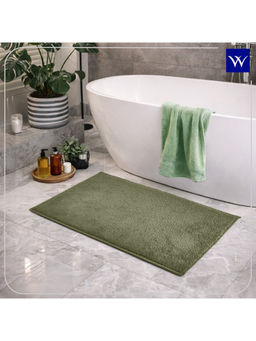 Welspun - Olive Forever Polyester Machine Tufted Plain Anti-Skid Bath Mat (S)