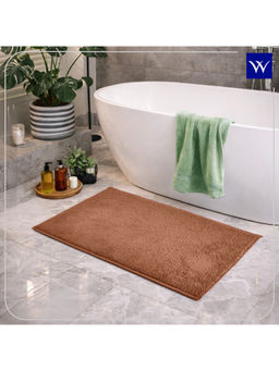 Welspun - Brown Forever Polyester Machine Tufted Plain Anti-Skid Bath Mat (S)