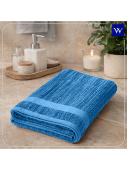 Welspun - Blue Welstyle Cotton 380 GSM Dobby Soft Feel Bath Towel